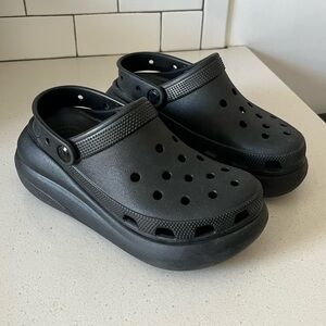 Platform Black Croc Clogs